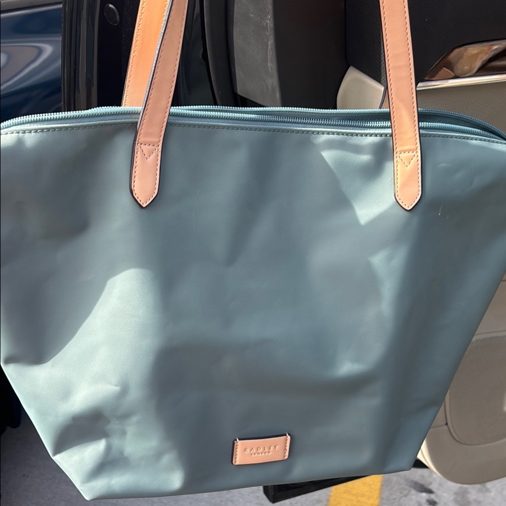 RADLEY LONDON Blue Tote Bag with Tan Handles